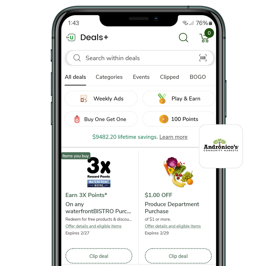Andronicos APP Deals Tab